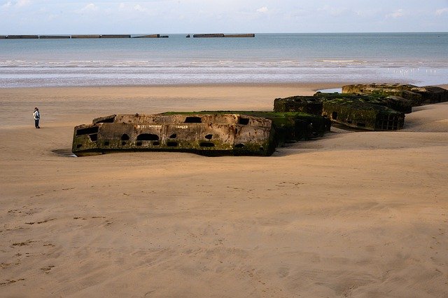 Arromanches landing beach in Normandy 